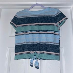 NWOT SO! XSmall Striped Crop Tee with front tie